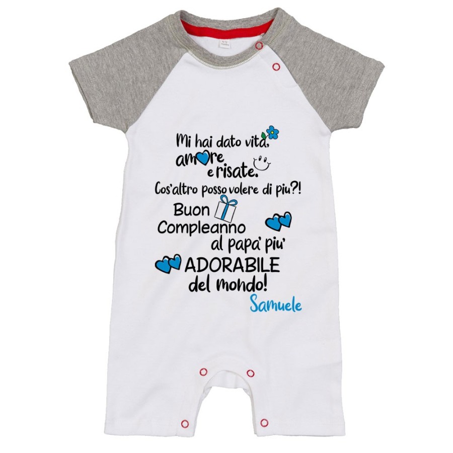 Pagliaccetto neonato personalizzato con nome buon compleanno al papà più adorabile del mondo Per il papà