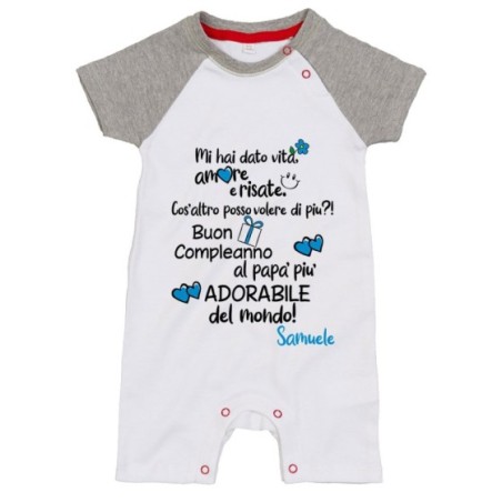 Pagliaccetto neonato personalizzato con nome buon compleanno al papà più adorabile del mondo Per il papà