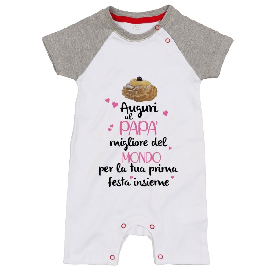 Pagliaccetto neonato zeppola auguri al papà migliore del mondo per la tua prima festa insieme Per il papà