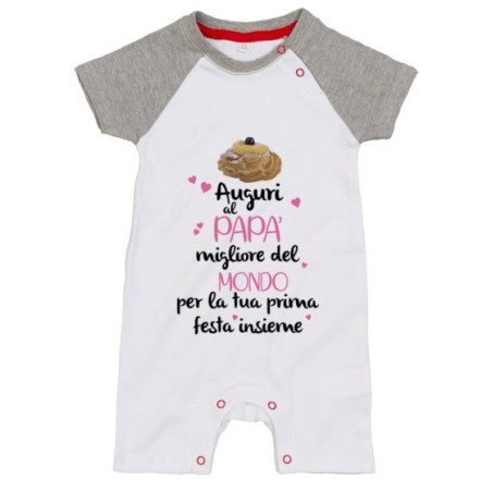 Pagliaccetto neonato zeppola auguri al papà migliore del mondo per la tua prima festa insieme Per il papà