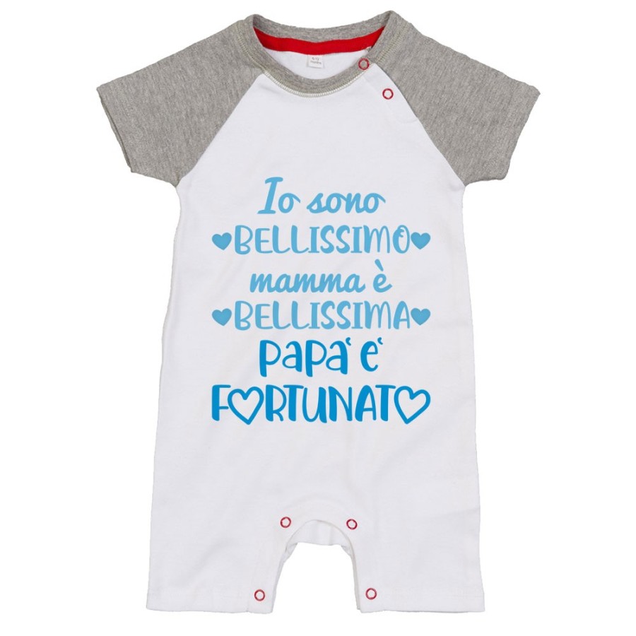 Pagliaccetto neonato io sono bellissimo mamma è bellissima papà è fortunato Per il papà