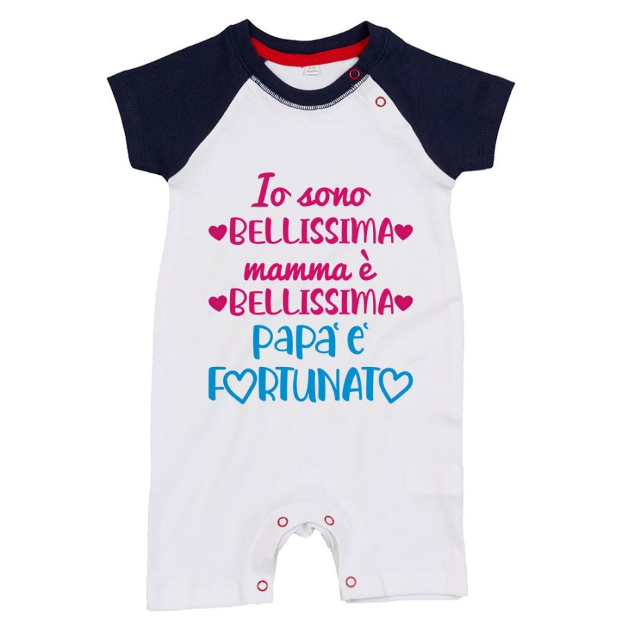 Pagliaccetto neonato io sono bellissimo mamma è bellissima papà è fortunato Per il papà