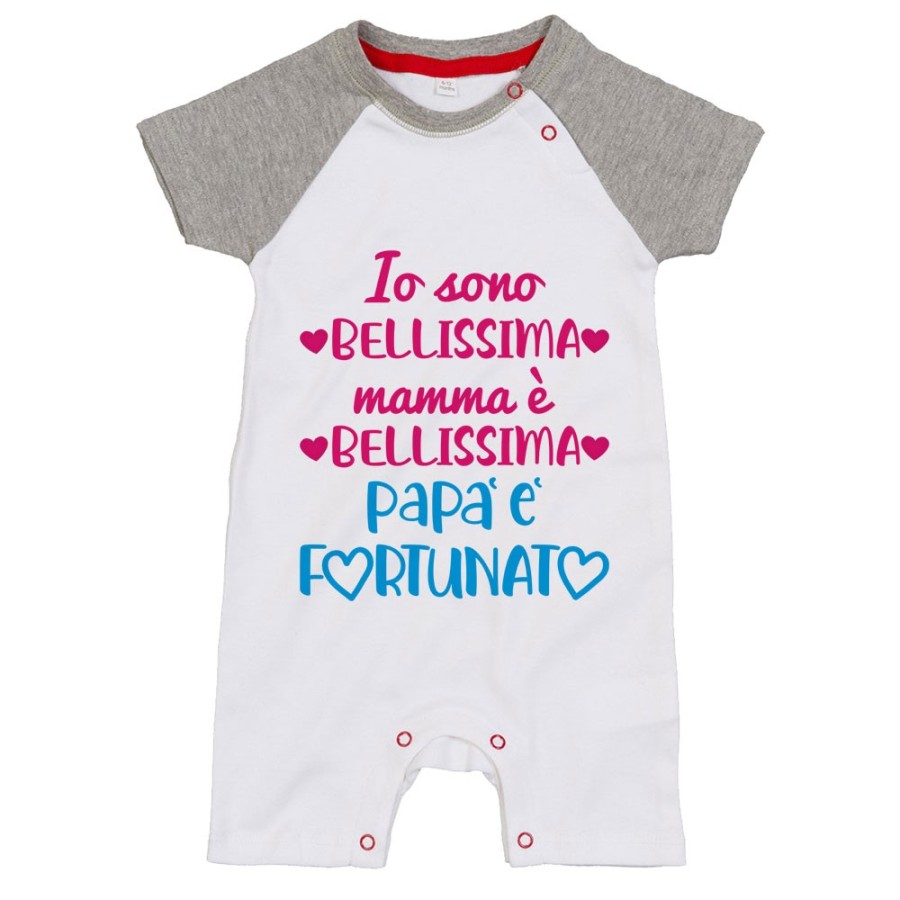 Pagliaccetto neonato io sono bellissimo mamma è bellissima papà è fortunato Per il papà
