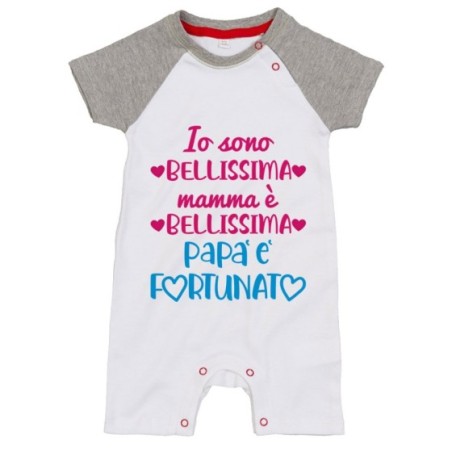 Pagliaccetto neonato io sono bellissimo mamma è bellissima papà è fortunato Per il papà