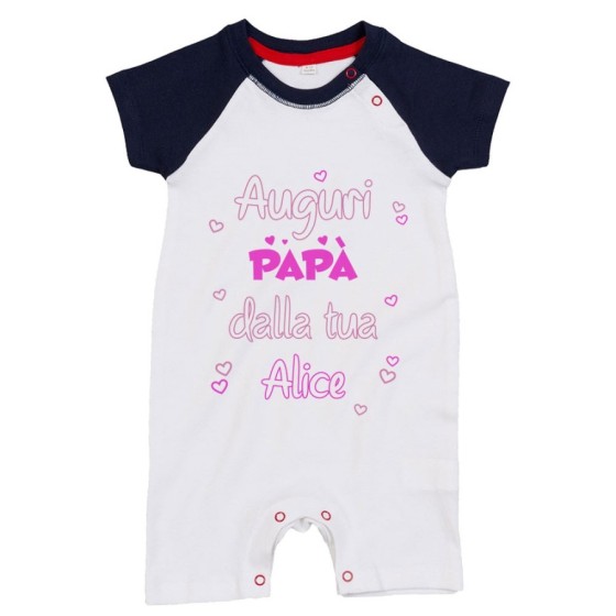 Pagliaccetto neonato personalizzato con nome auguri papà dalla tua Per il papà
