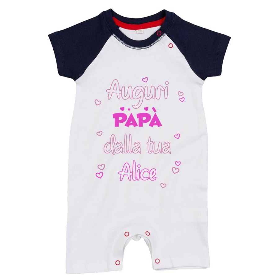 Pagliaccetto neonato personalizzato con nome auguri papà dalla tua Per il papà