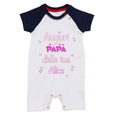 Pagliaccetto neonato personalizzato con nome auguri papà...