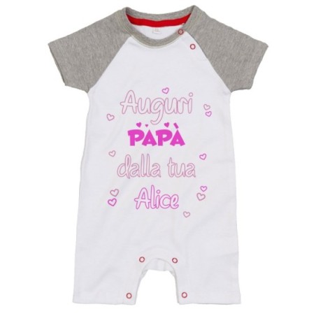 Pagliaccetto neonato personalizzato con nome auguri papà dalla tua Per il papà