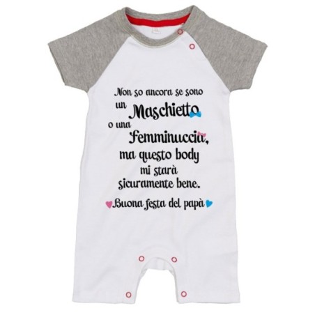 Pagliaccetto neonato non so ancora se sono un maschietto o una femminuccia buona festa del papà Per il papà
