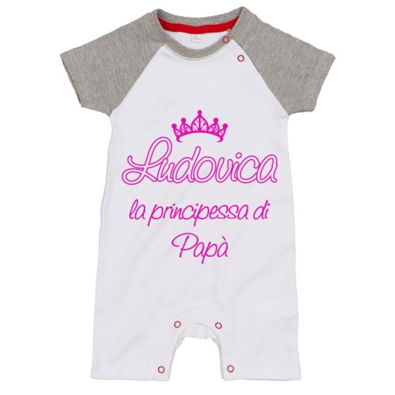 Pagliaccetto neonato personalizzato con nome il principe la principessa di papà e corona Per il papà
