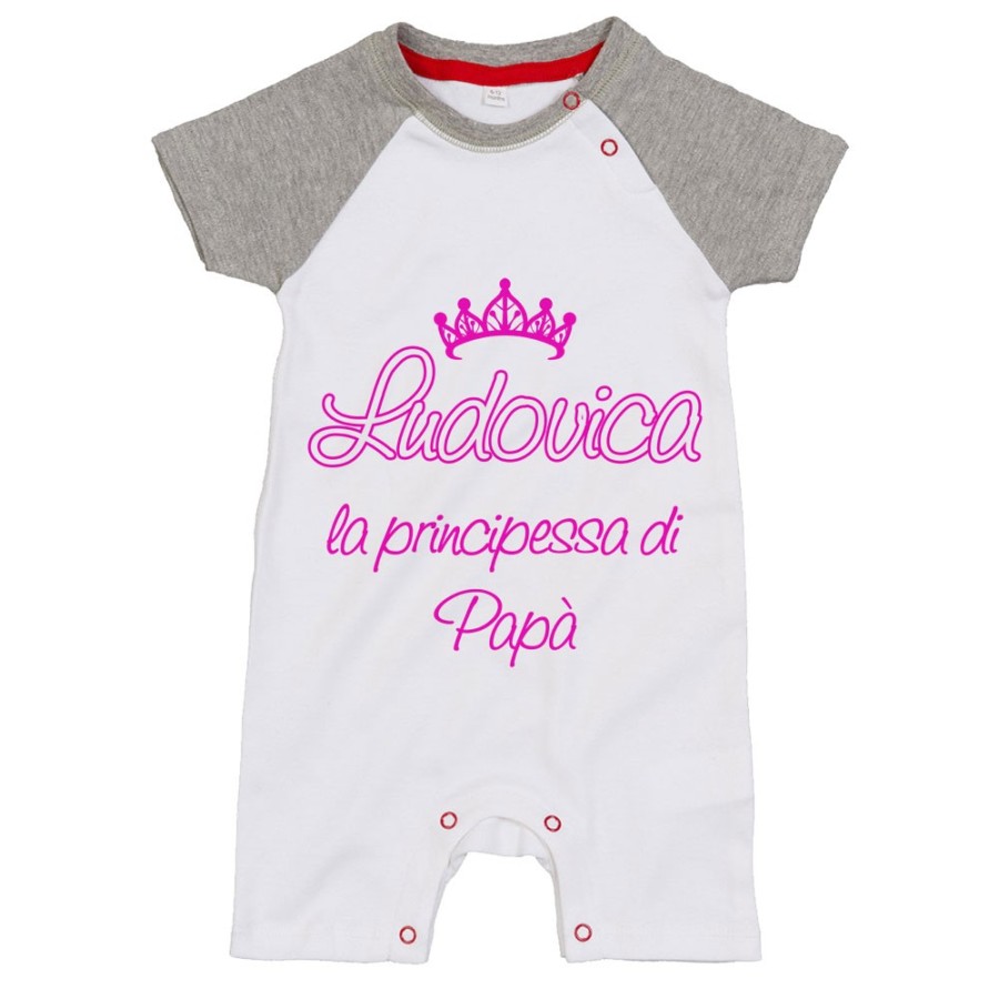 Pagliaccetto neonato personalizzato con nome il principe la principessa di papà e corona Per il papà