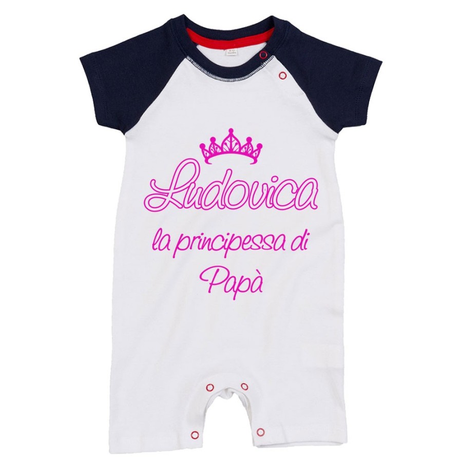 Pagliaccetto neonato personalizzato con nome il principe la principessa di papà e corona Per il papà
