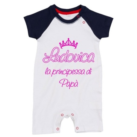 Pagliaccetto neonato personalizzato con nome il principe la principessa di papà e corona Per il papà