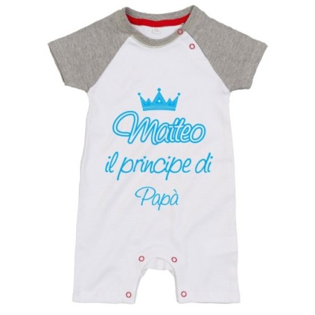 Pagliaccetto neonato personalizzato con nome il principe la principessa di papà e corona Per il papà
