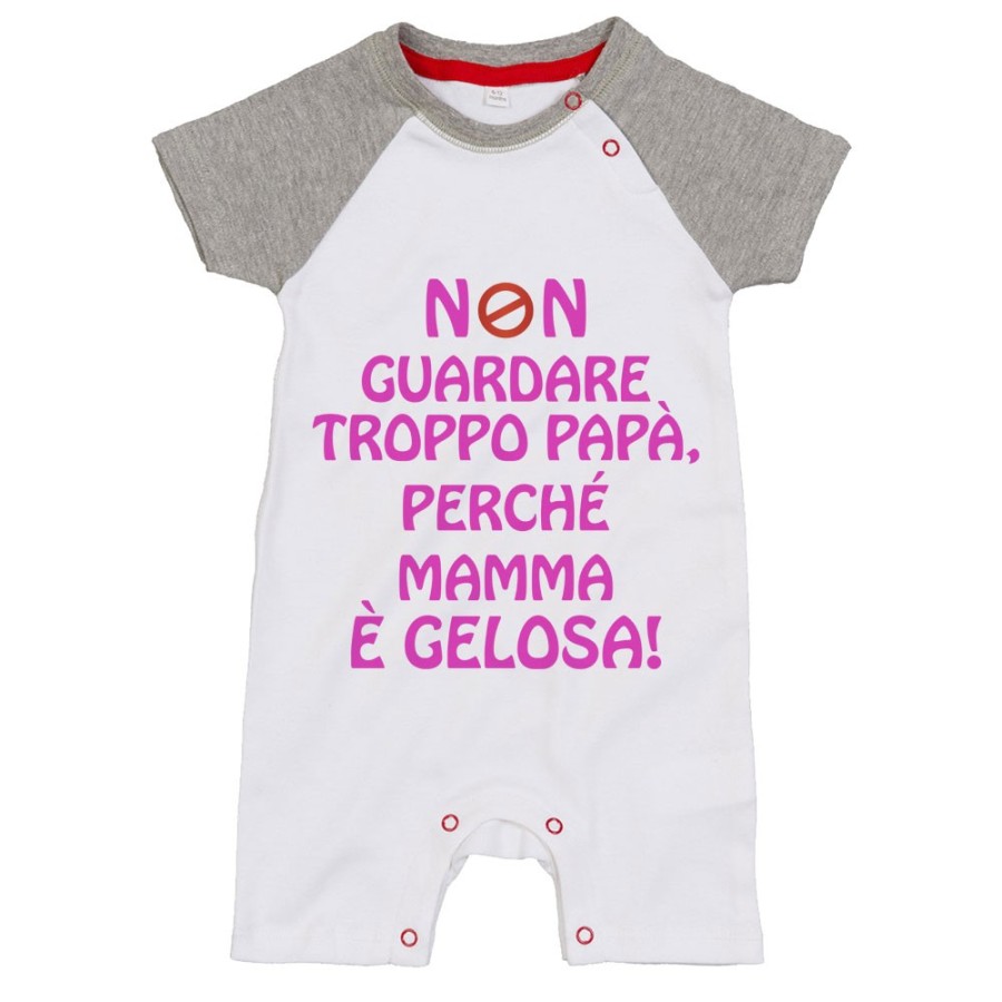 Pagliaccetto neonato non guardare troppo papà perchè mamma è gelosa Per il papà