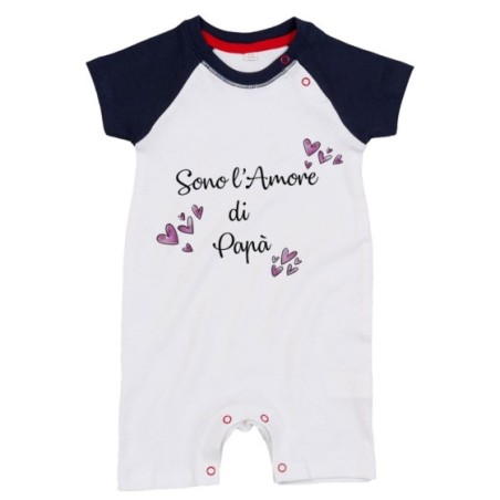 Pagliaccetto neonato sono l'amore di papà cuori watercolor