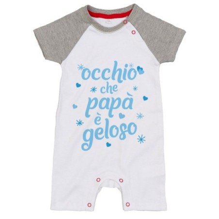 Pagliaccetto neonato occhio che papà è geloso con cuori e...