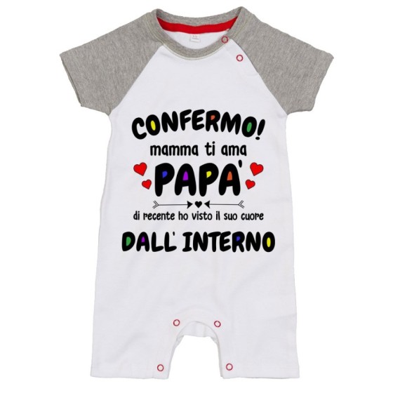Pagliaccetto neonato confermo mamma ti ama papà ho visto di recente il suo cuore dall'interno Per il papà