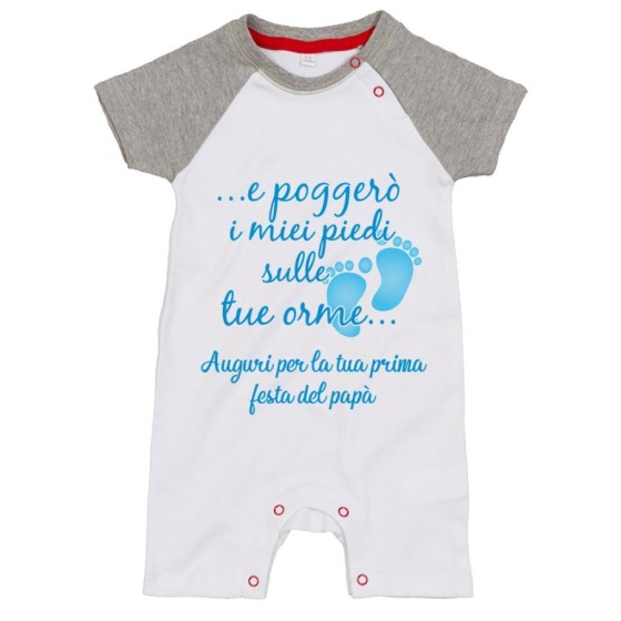 Pagliaccetto neonato e poggerò i miei piedi sulle tue orme auguri per la tua prima festa del papà Per il papà