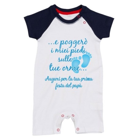 Pagliaccetto neonato e poggerò i miei piedi sulle tue orme auguri per la tua prima festa del papà Per il papà