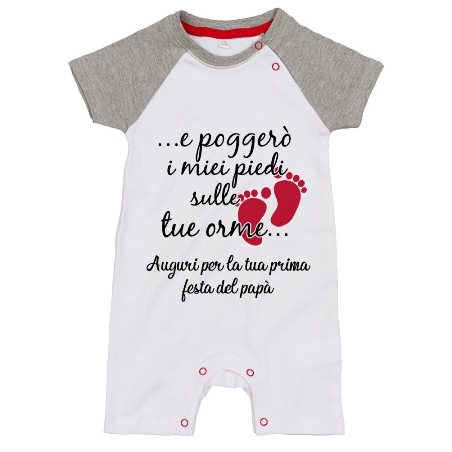 Pagliaccetto neonato e poggerò i miei piedi sulle tue orme auguri per la tua prima festa del papà Per il papà