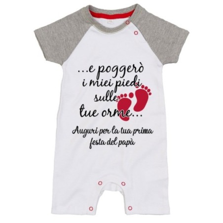 Pagliaccetto neonato e poggerò i miei piedi sulle tue orme auguri per la tua prima festa del papà Per il papà
