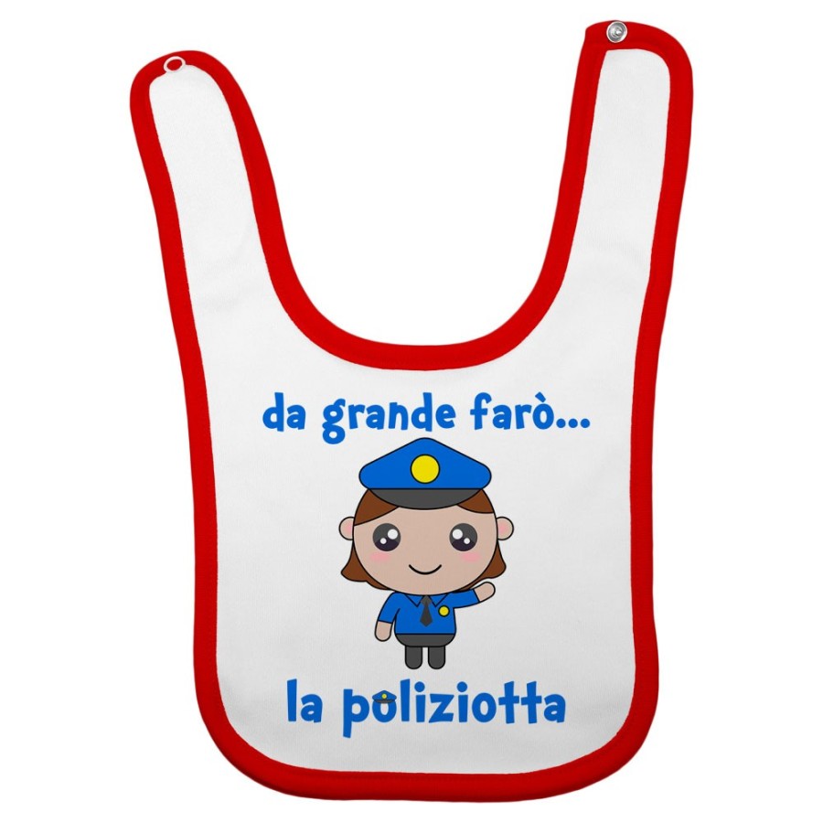 Bavaglino neonato da grande farò il poliziotto Da grande farò