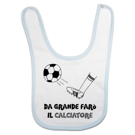 Bavaglino neonato da grande farò il calciatore bianco nero