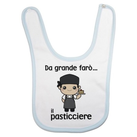 Bavaglino neonato da grande farò il pasticcere Da grande farò