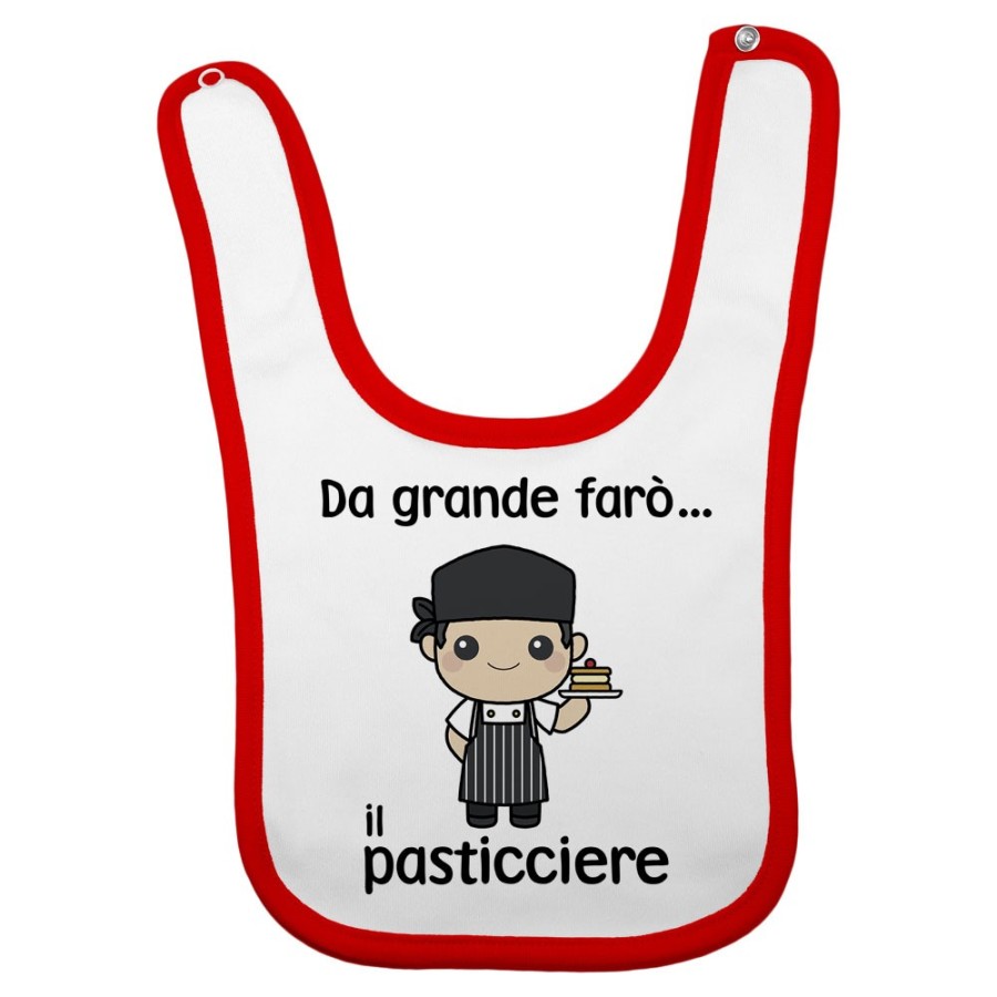 Bavaglino neonato da grande farò il pasticcere Da grande farò