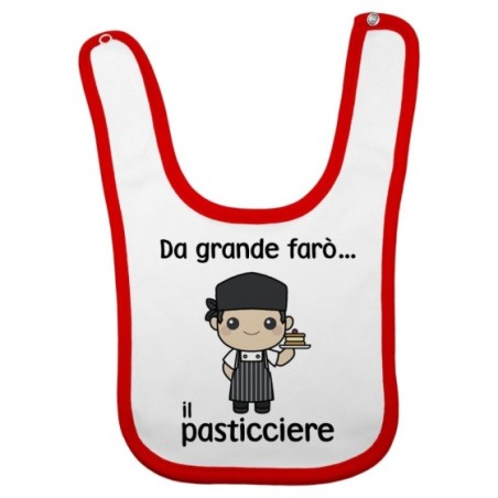 Bavaglino neonato da grande farò il pasticcere Da grande farò