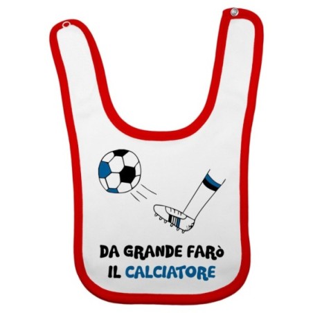 Bavaglino neonato da grande farò il calciatore nero azzurro