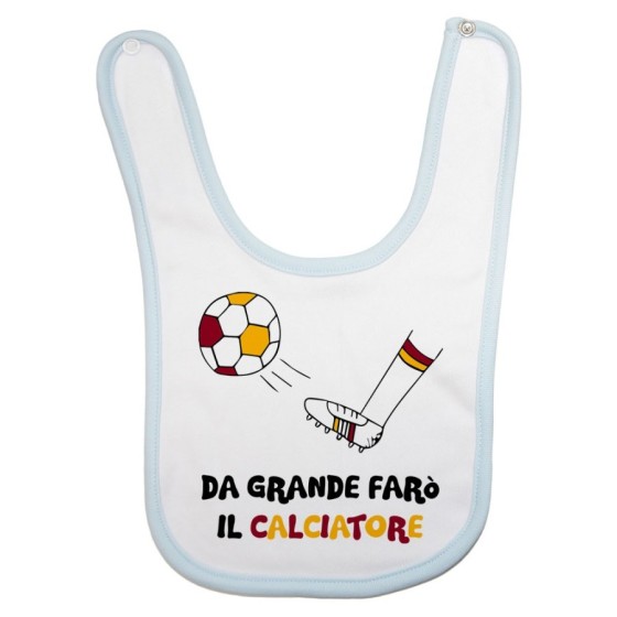 Bavaglino neonato da grande farò il calciatore giallo rosso Da grande farò
