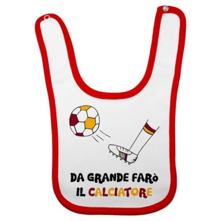 Bavaglino neonato da grande farò il calciatore giallo rosso Da grande farò