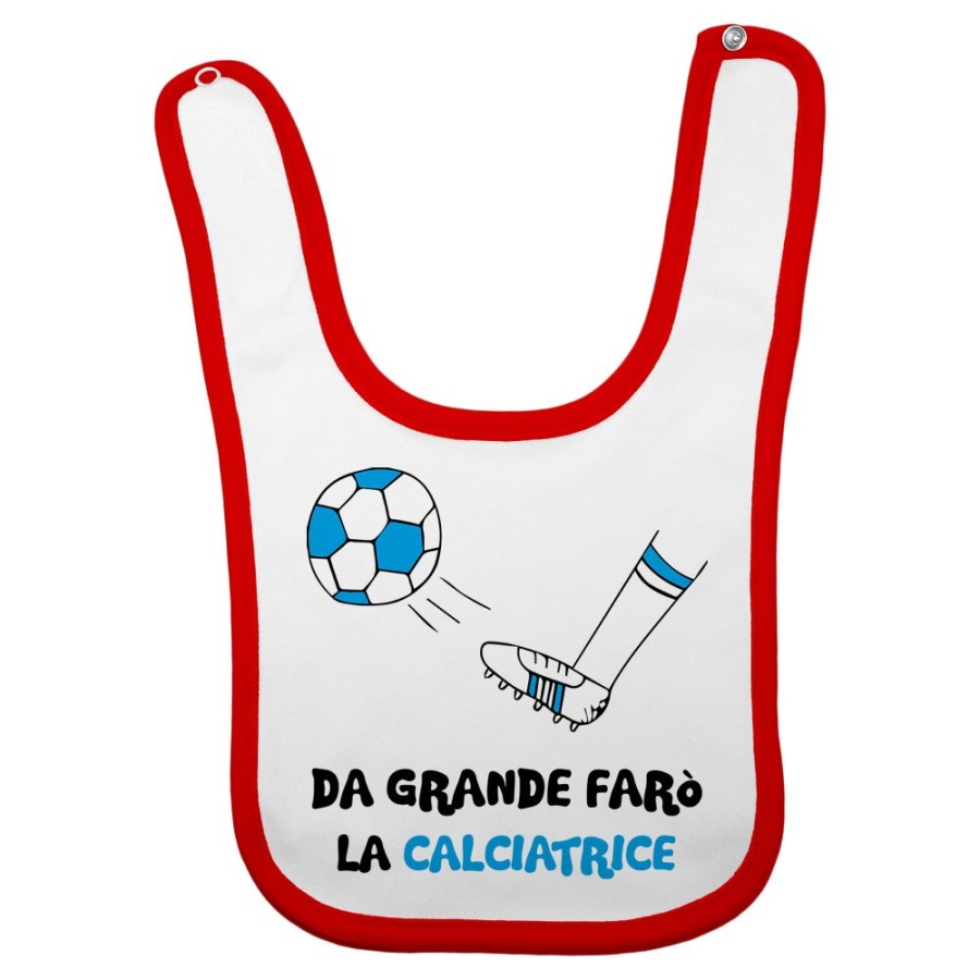 Bavaglino neonato da grande farò il calciatore bianco azzurro Da grande farò