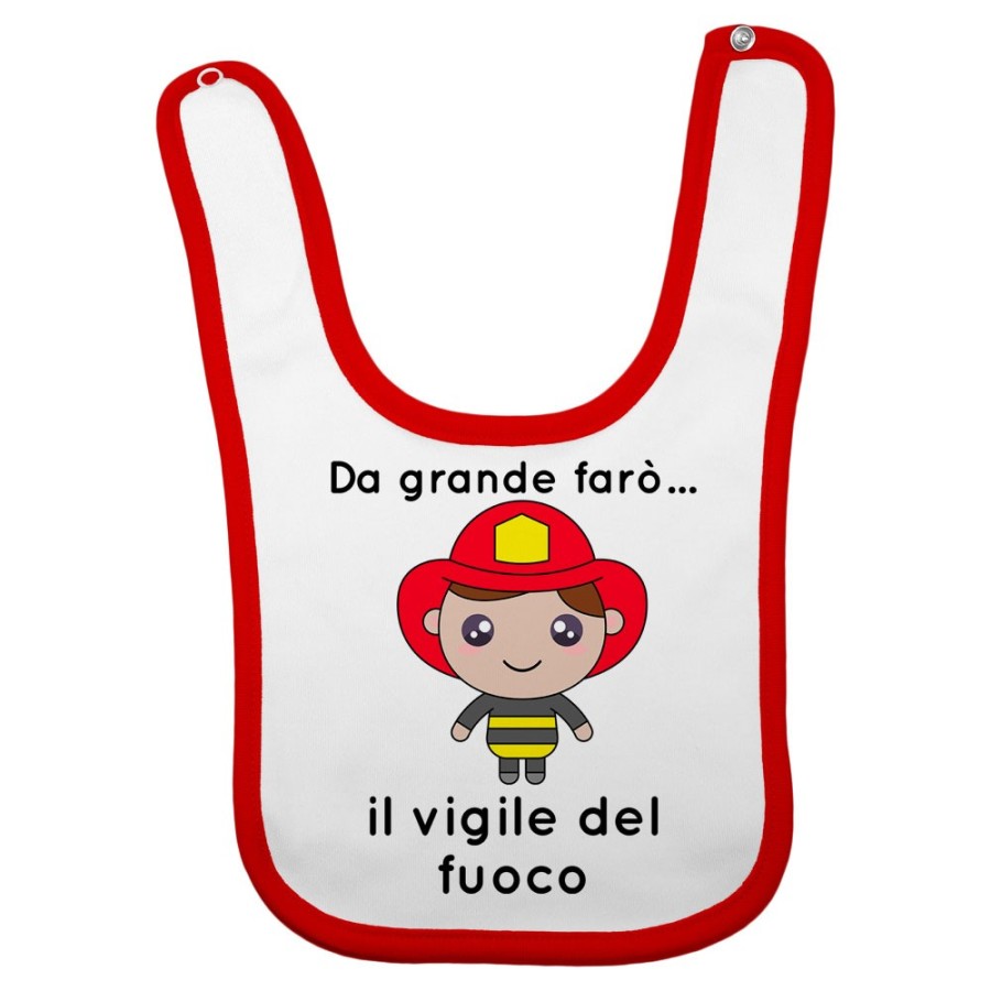 Bavaglino neonato da grande farò il vigile del fuoco Da grande farò