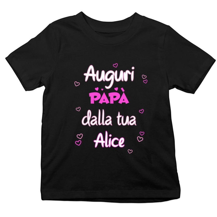 T-shirt bambino personalizzata con nome auguri papà dalla tua Per il papà