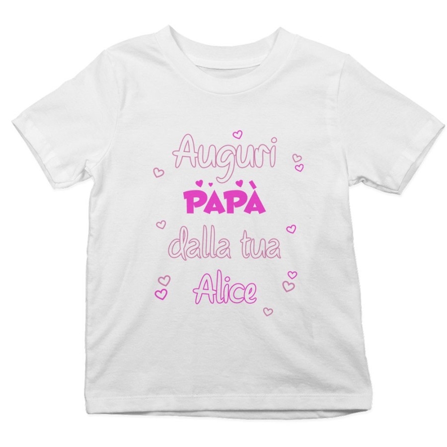 T-shirt bambino personalizzata con nome auguri papà dalla tua Per il papà