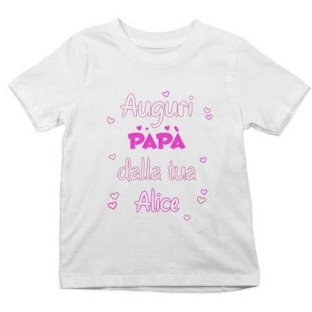 T-shirt bambino personalizzata con nome auguri papà dalla tua Per il papà