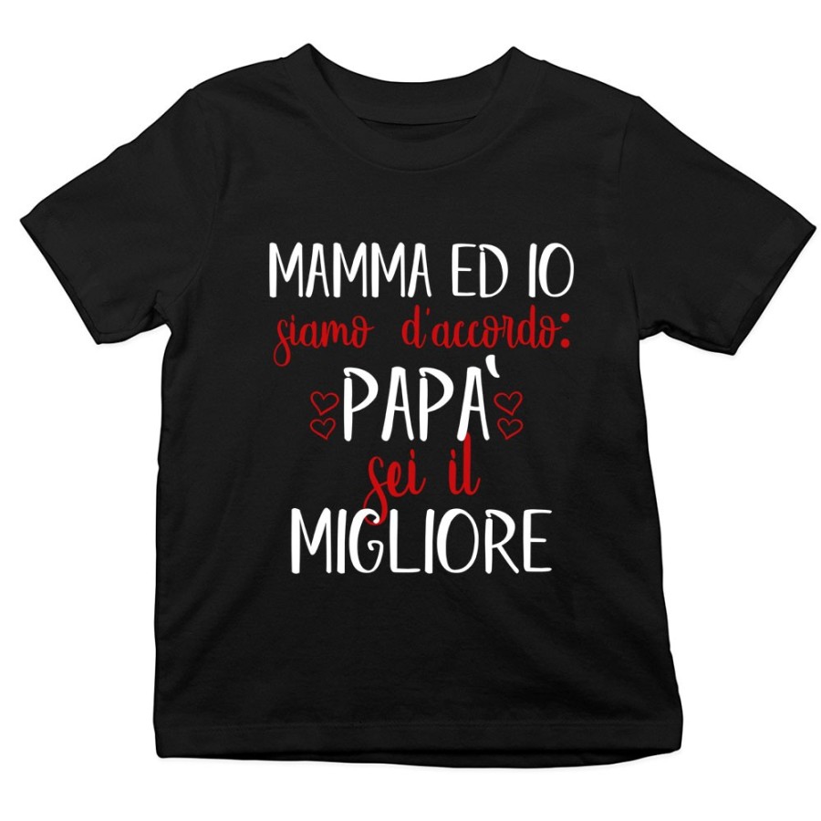 T-shirt bambino mamma ed io siamo d'accordo papà sei il migliore Per il papà