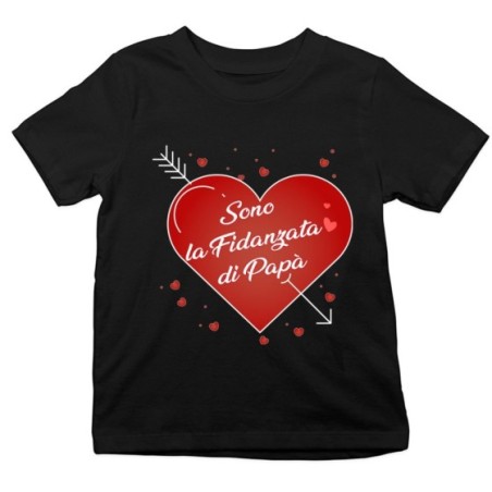 T-shirt bambina sono la fidanzata di papà con cuori