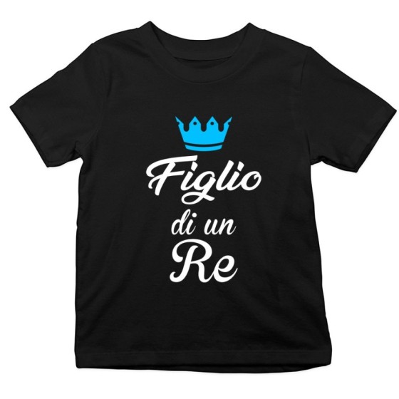 T-shirt bambino figlio di un re figlia di un re con corona azzurra fucsia Per il papà