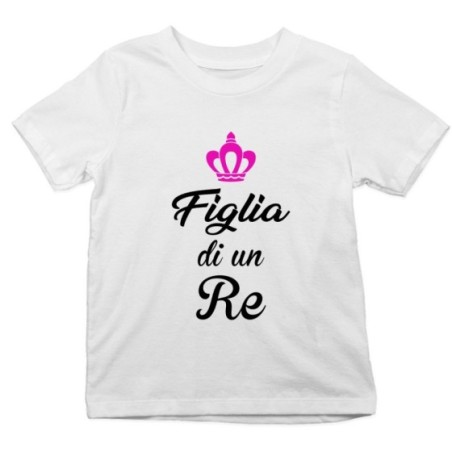 T-shirt bambino figlio di un re figlia di un re con corona azzurra fucsia Per il papà