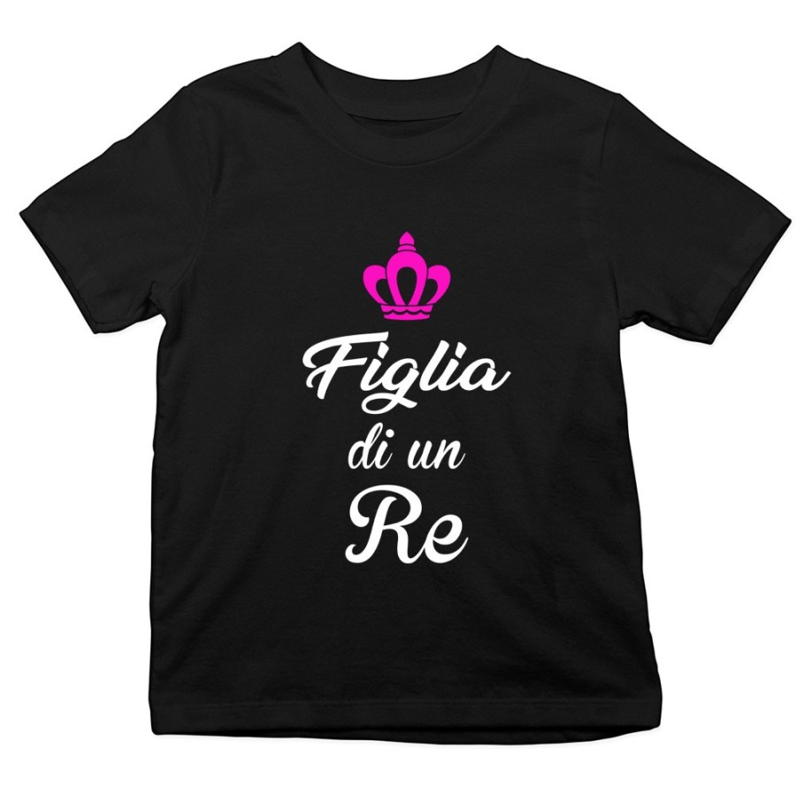 T-shirt bambino figlio di un re figlia di un re con corona azzurra fucsia Per il papà