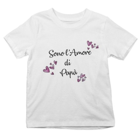 T-shirt bambino sono l'amore di papà cuori watercolor Per il papà
