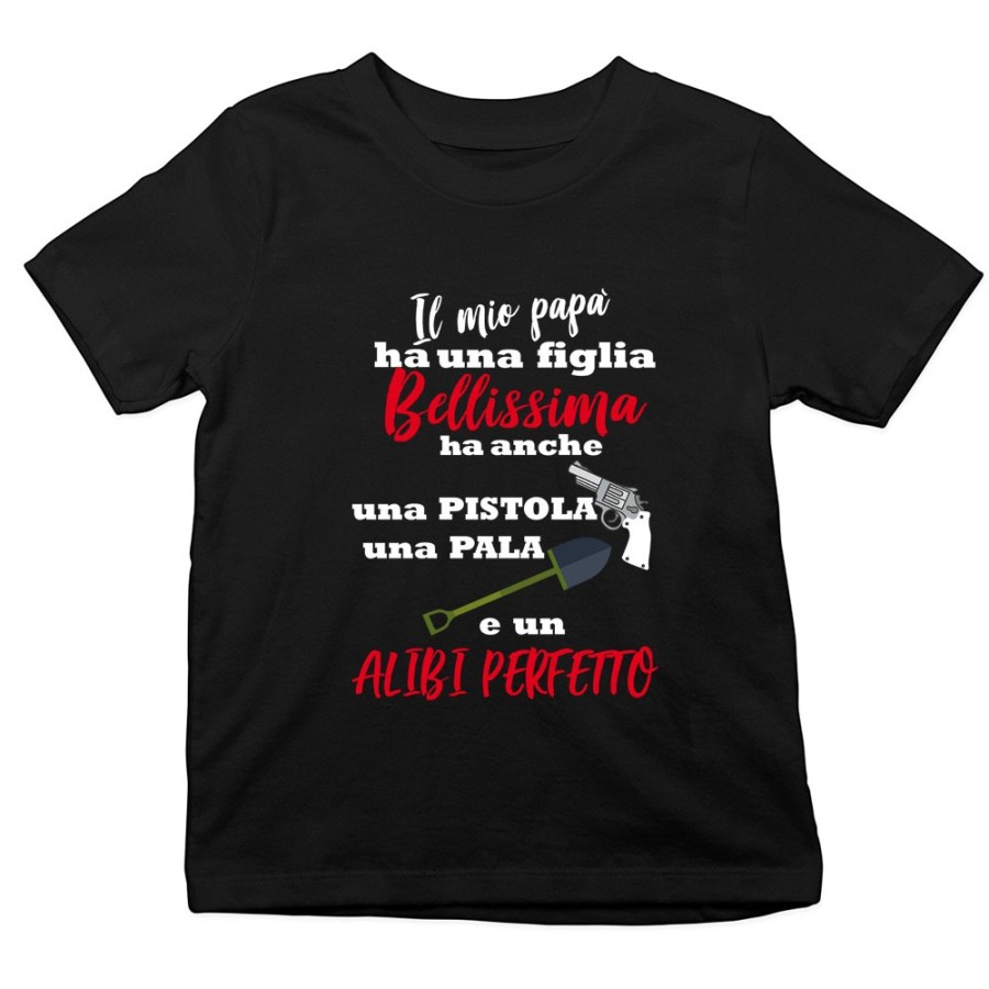 T-shirt bambino il mio papà ha un figlio bellissimo una figlia bellissima Per il papà