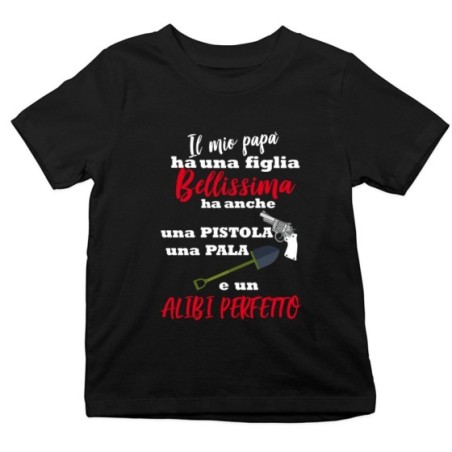 T-shirt bambino il mio papà ha un figlio bellissimo una figlia bellissima Per il papà