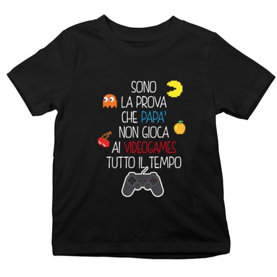 T-shirt bambino sono la prova che papà non gioca ai videogames tutto il tempo Per il papà