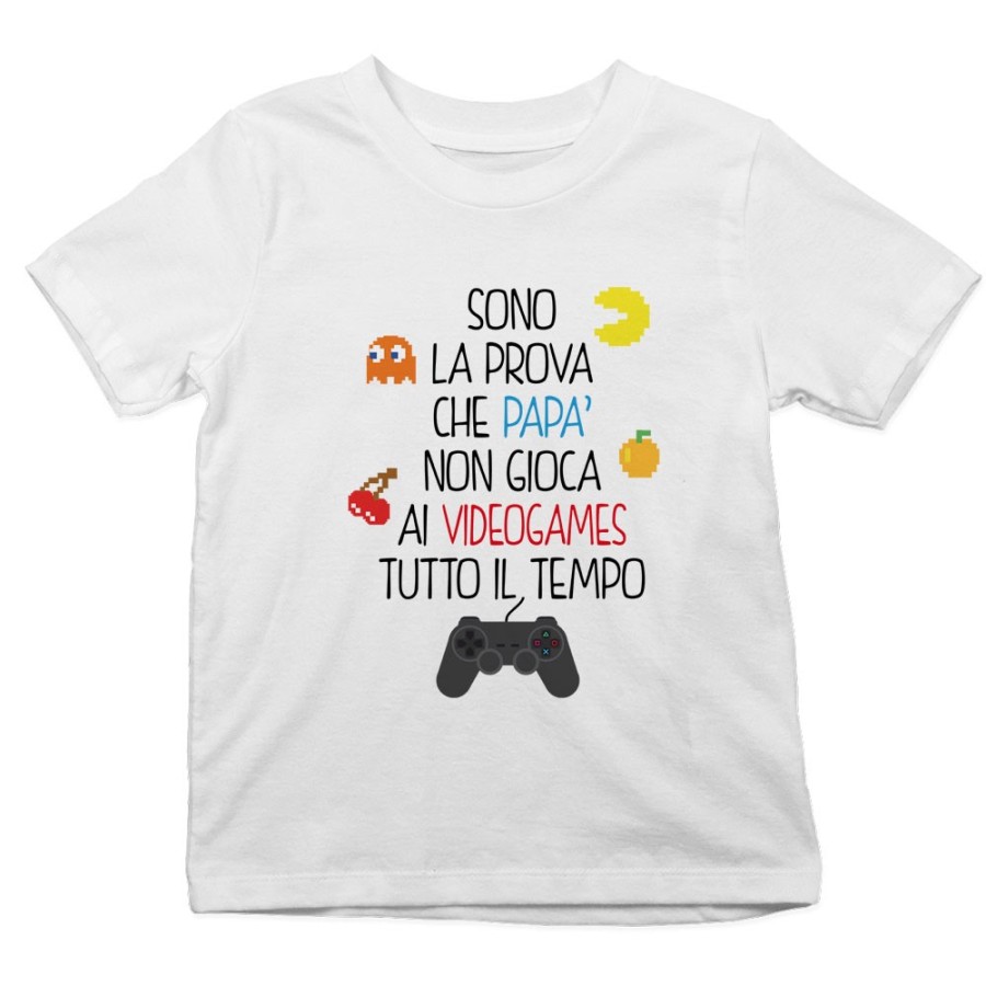 T-shirt bambino sono la prova che papà non gioca ai videogames tutto il tempo Per il papà