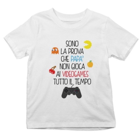 T-shirt bambino sono la prova che papà non gioca ai videogames tutto il tempo Per il papà